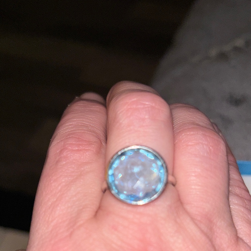 Touchstone Crystal Pale Blue Faceted Ring - Picture 2 of 4
